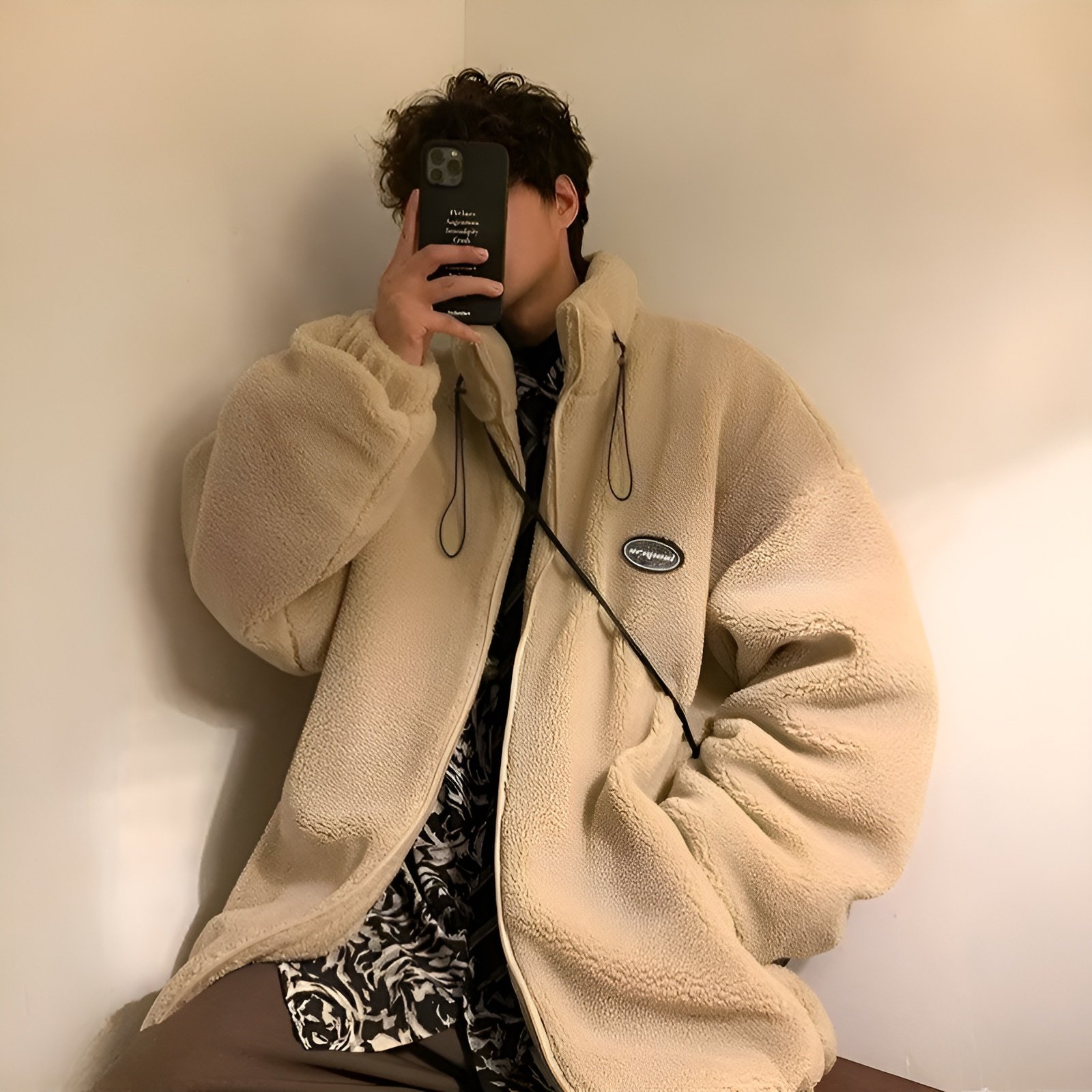 新作・ゆったりシルエット日系スタンドカラー羊羔毛コットンジャケット