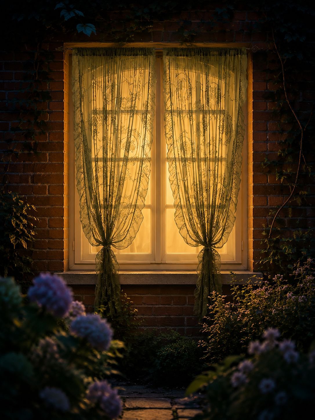 Light filtering semi-blackout lace curtains