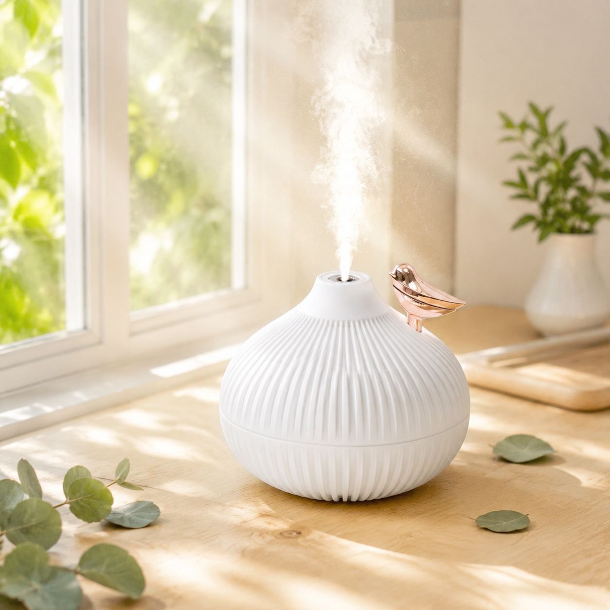 Onion Shape Silent Humidifier, Warm Light and Gentle Mist for Romantic Ambience