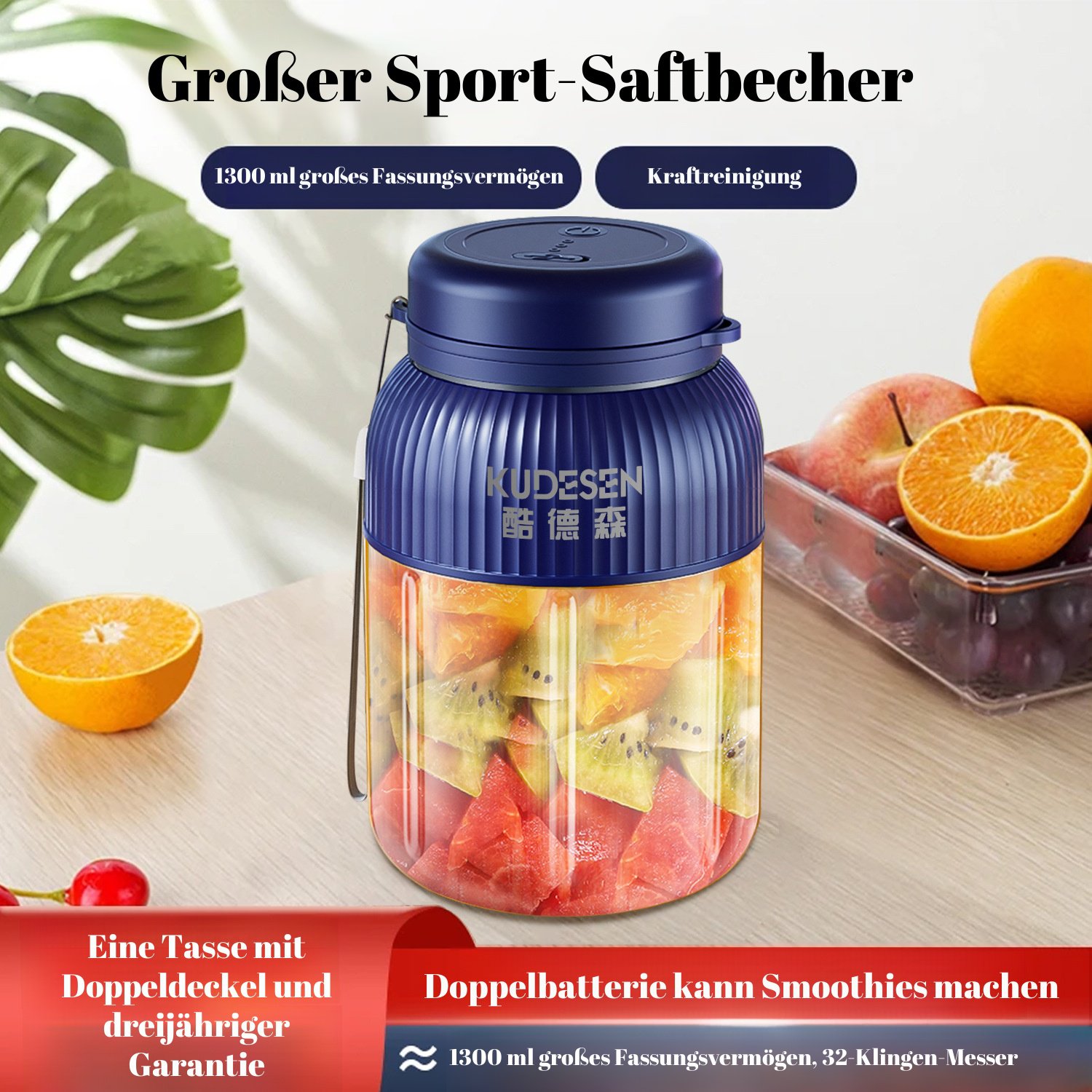 Tragbarer, wiederaufladbarer, kleiner Multifunktions-Fruchtentsafter mit kabellosem elektrischem Ent