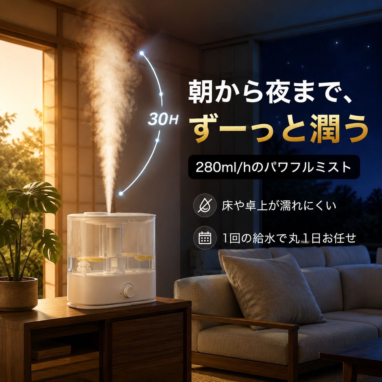 子供部屋用空気清浄アロマ加湿器