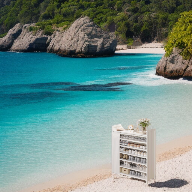 기숙사 현관 다층 접이식 신발장 가정용 무설치 크림 신발장 셋방 신발장 다용도 가정용 접이식 신발장