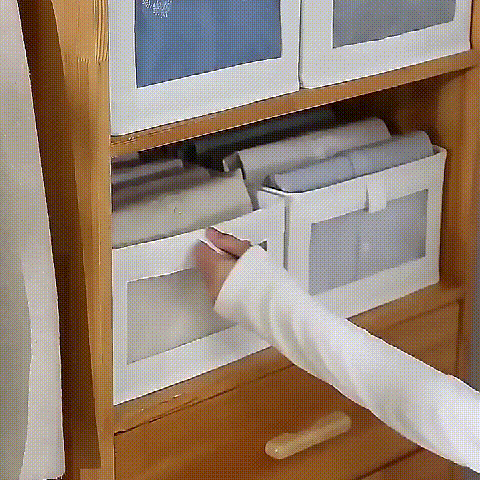 Faltbare Aufbewahrungsbox aus Baumwolle und Leinen mit Sichtfenster