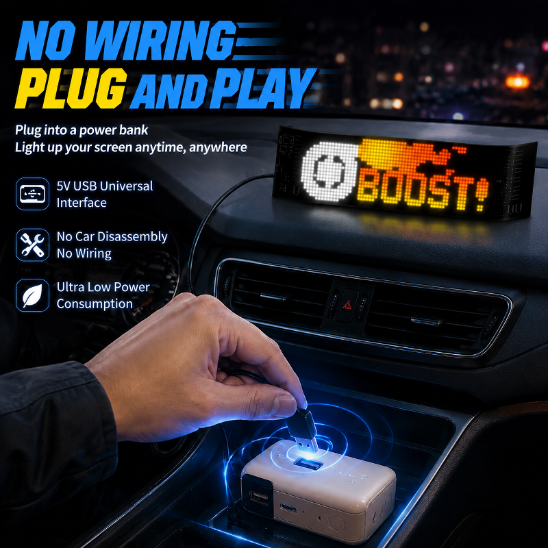 LED flexible display screen, APP Bluetooth vehicle display, advertising screen, full-color smart car