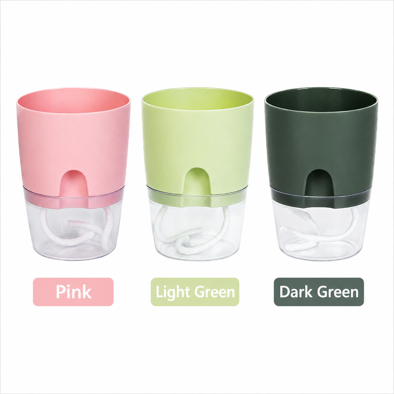 JMY self-watering flower pot with transparent bottom water tank