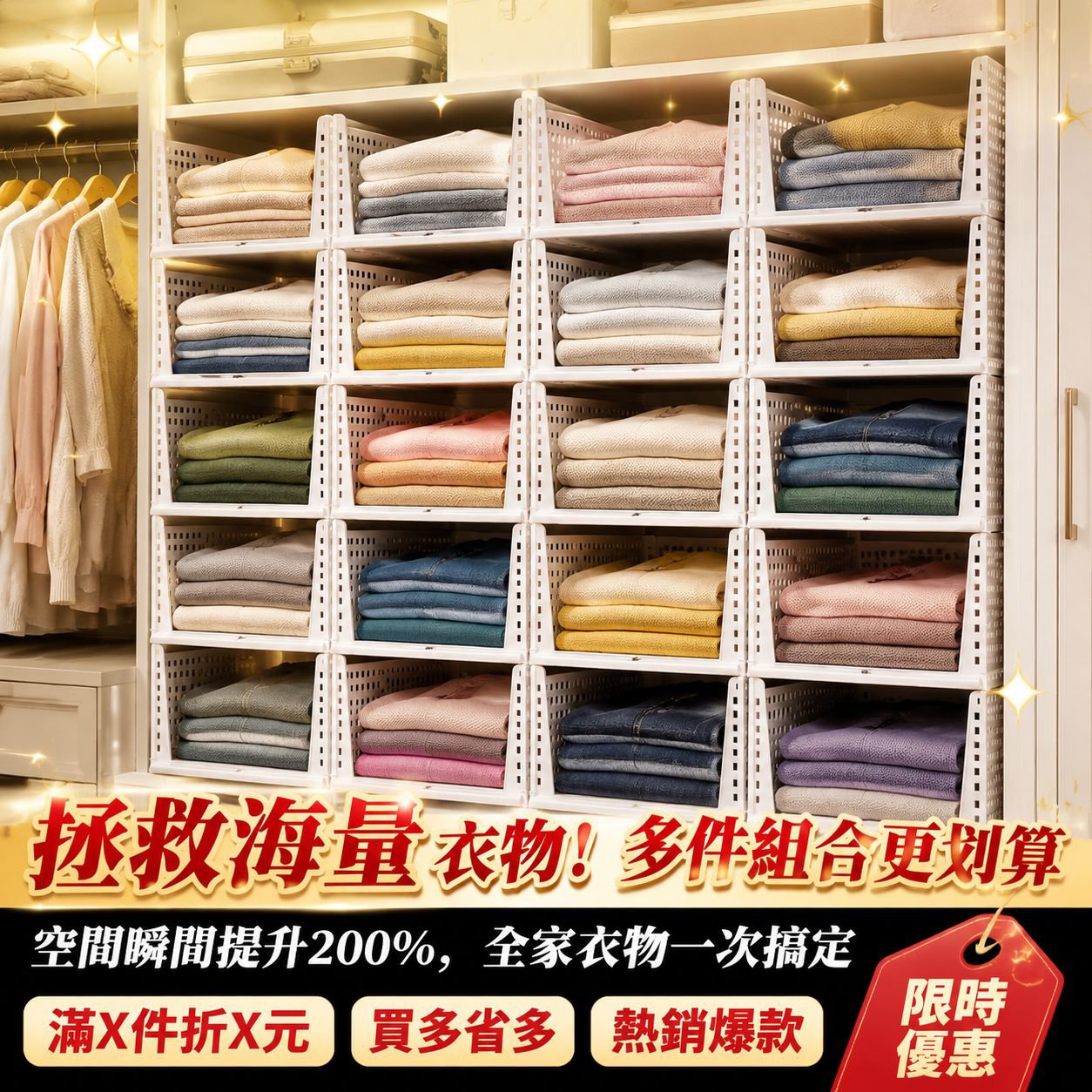 宿舍梳妝台用可折疊收納籃－適用於層架的分層抽屜式收納盒