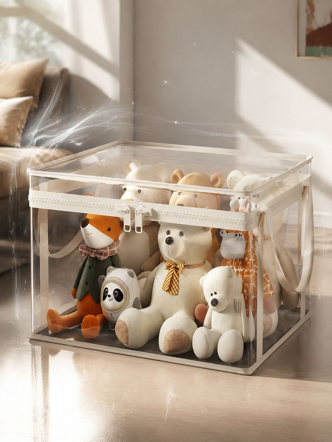 Plush toy basket for kids' room storage