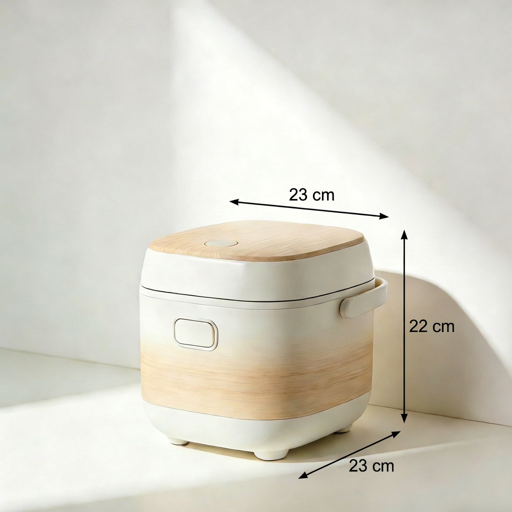 Vista frontal de la olla arrocera inteligente