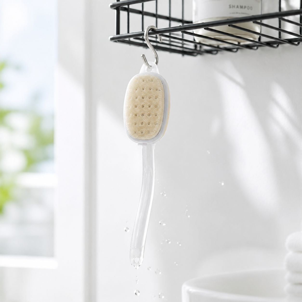 Shower accessory for deep back cleansing
