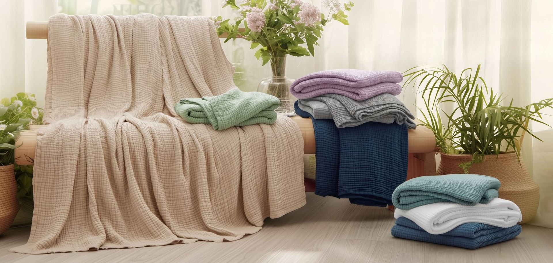 Summer blanket made of breathable pure cotton