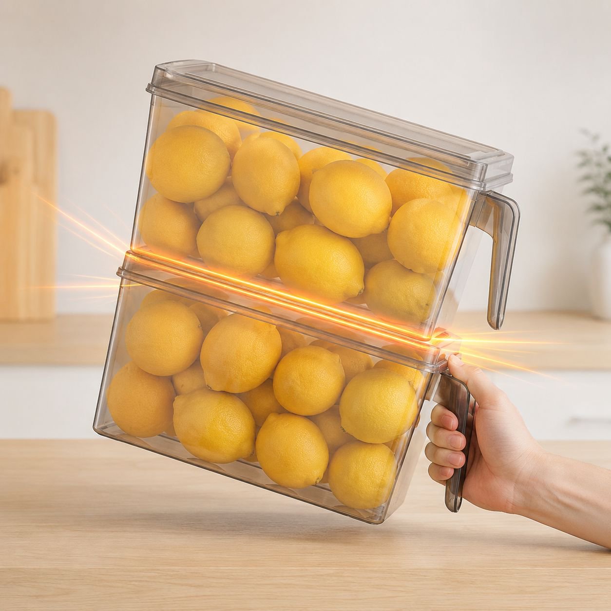 Stackable refrigerator storage bins for efficient space usage