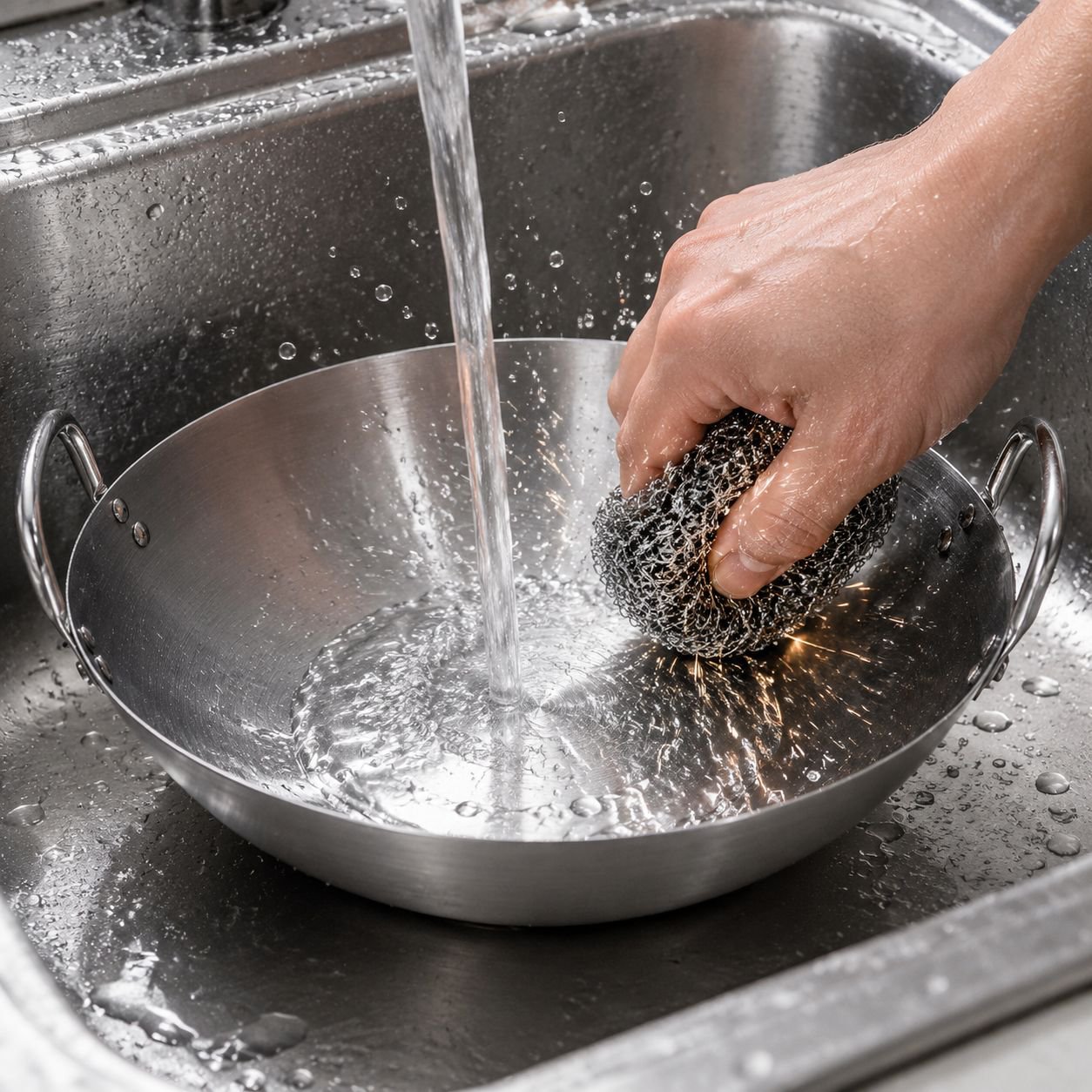 Heavy-duty restaurant frying pan for commercial kitchens