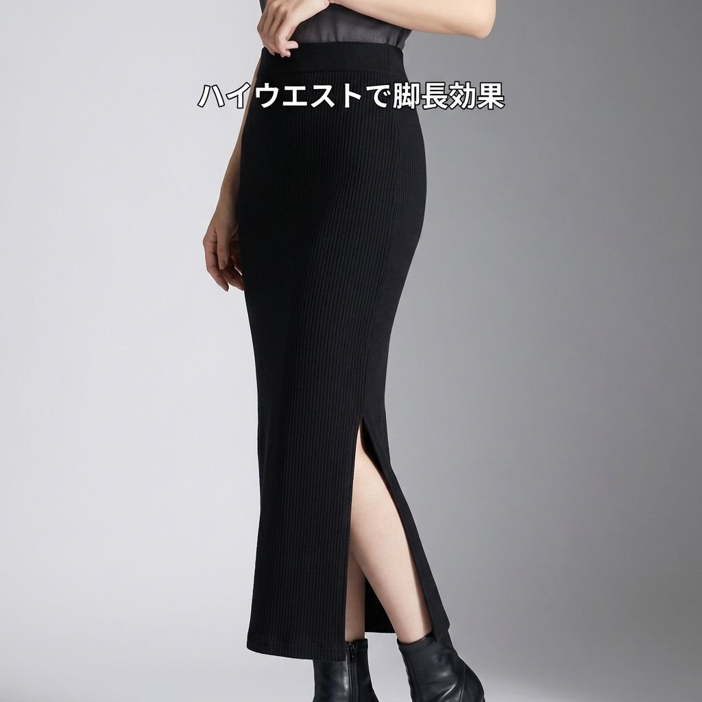 無地のミディスカート