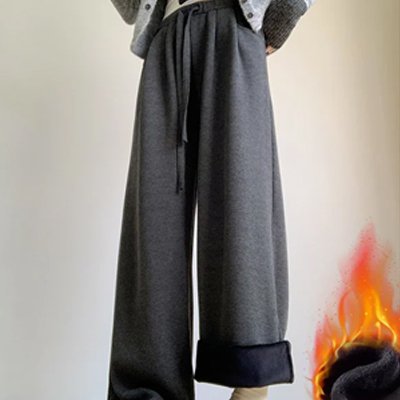 뒷보어 따뜻한 부드러운 와이드 팬츠