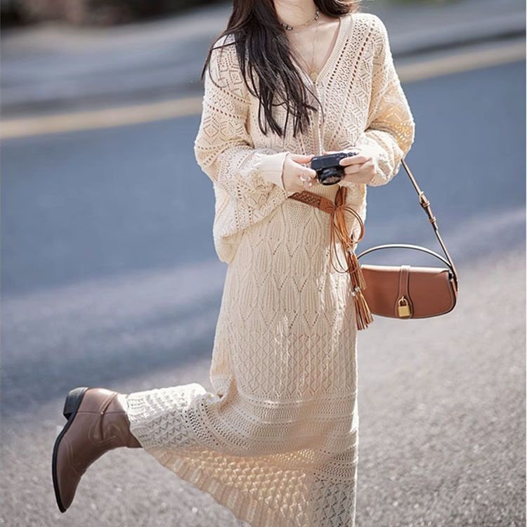 Your Name スーツ｜女性用ニットカーディガンスカート新しいコットンカジュアルスーツ