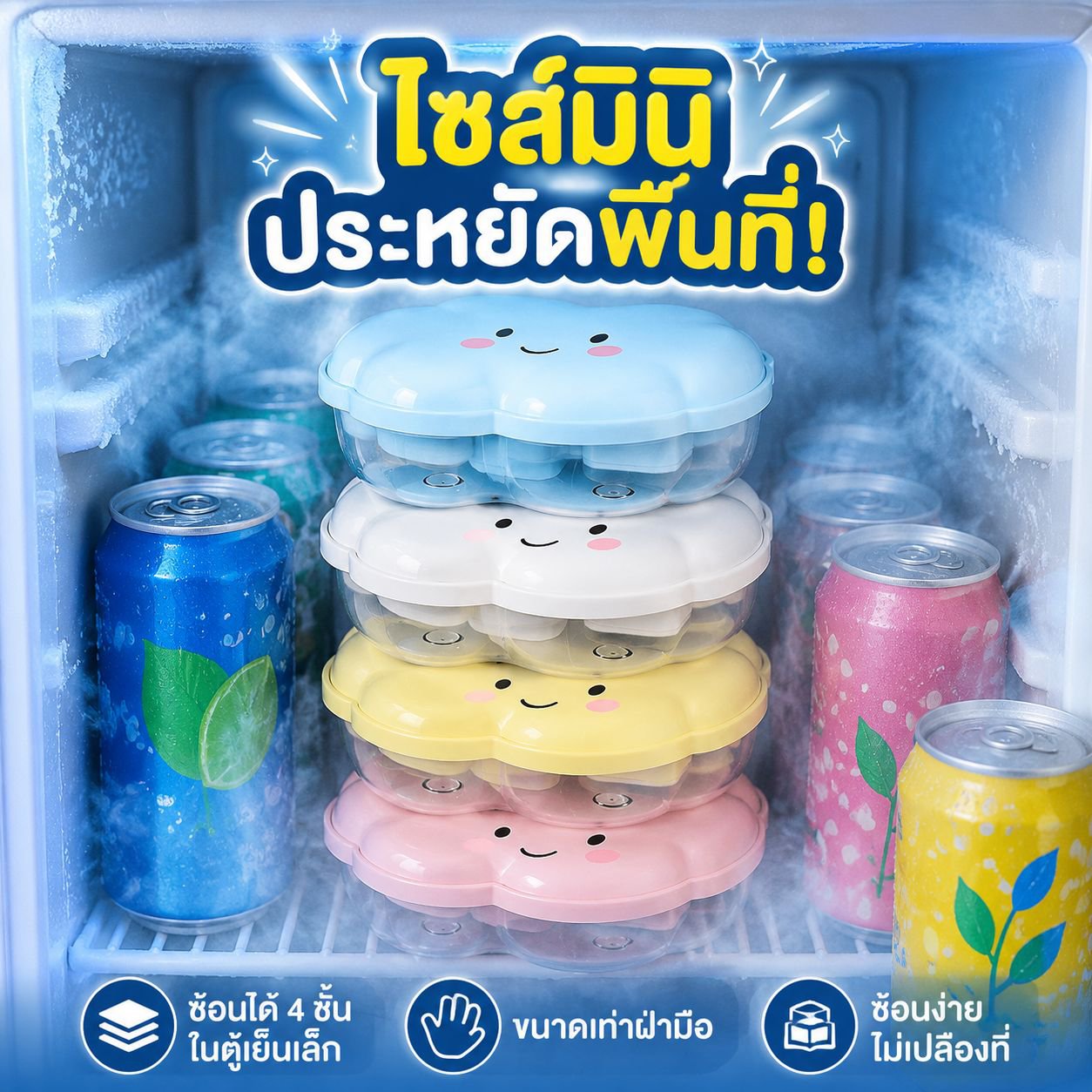 แม่พิมพ์ทำน้ำแข็ง 6 ช่อง แบบพกพา สำหรับใช้ในบ้าน