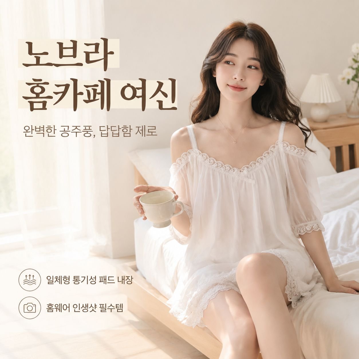 봄여름 순수한 공주풍 잠옷 세트