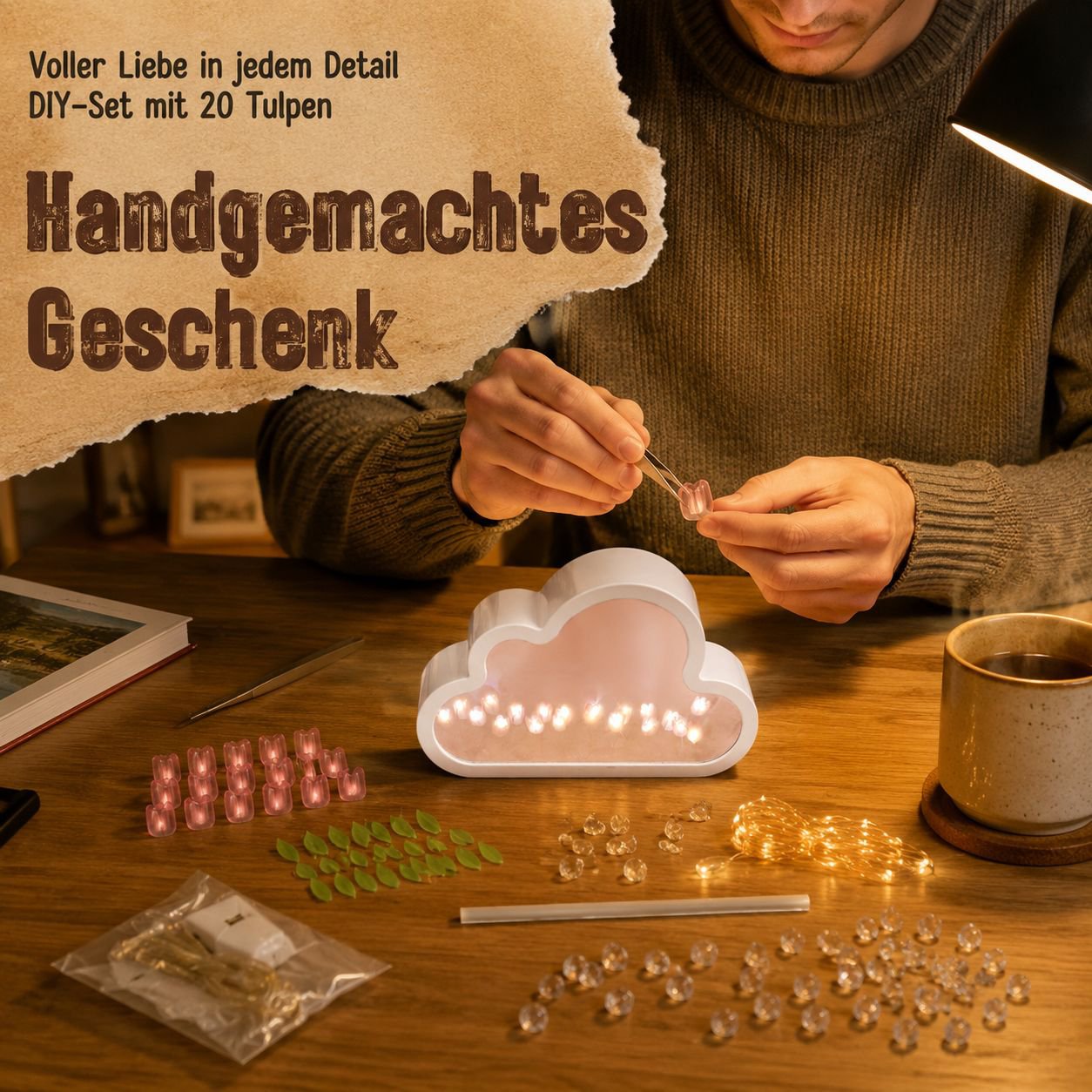 Tulpen-Stimmungsleuchte mit Spiegel für das Qixi-Fest