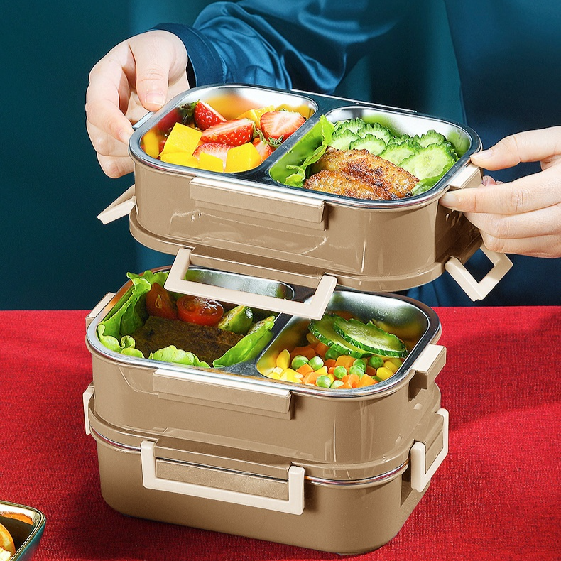 Stainless steel three-layer lunch box