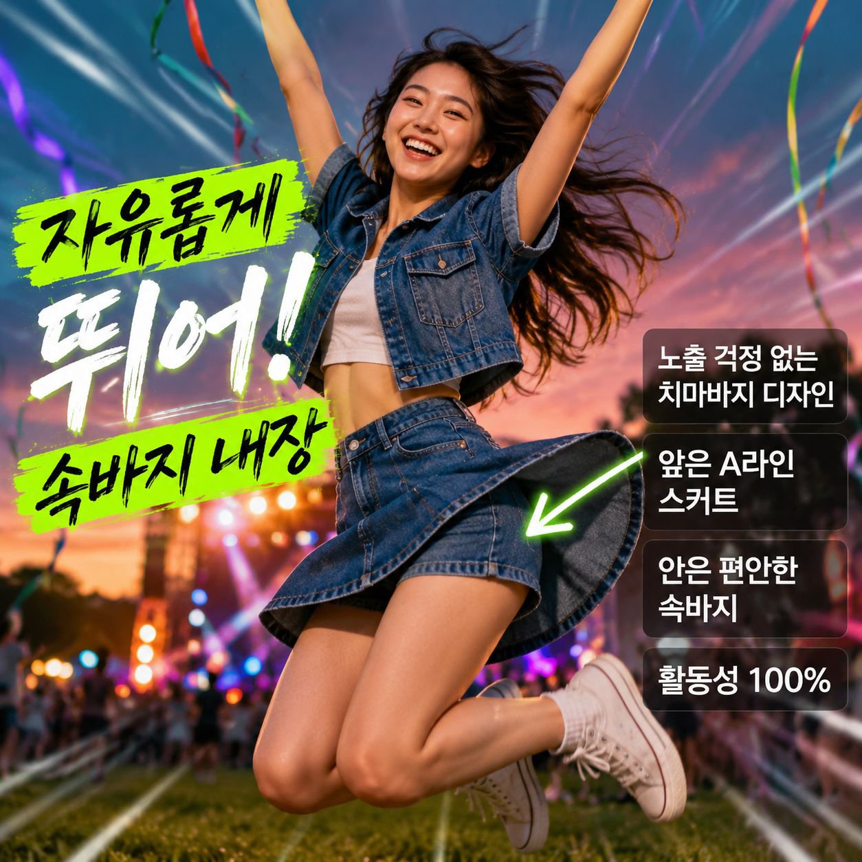 데님 세트 스커트 팬츠 투피스