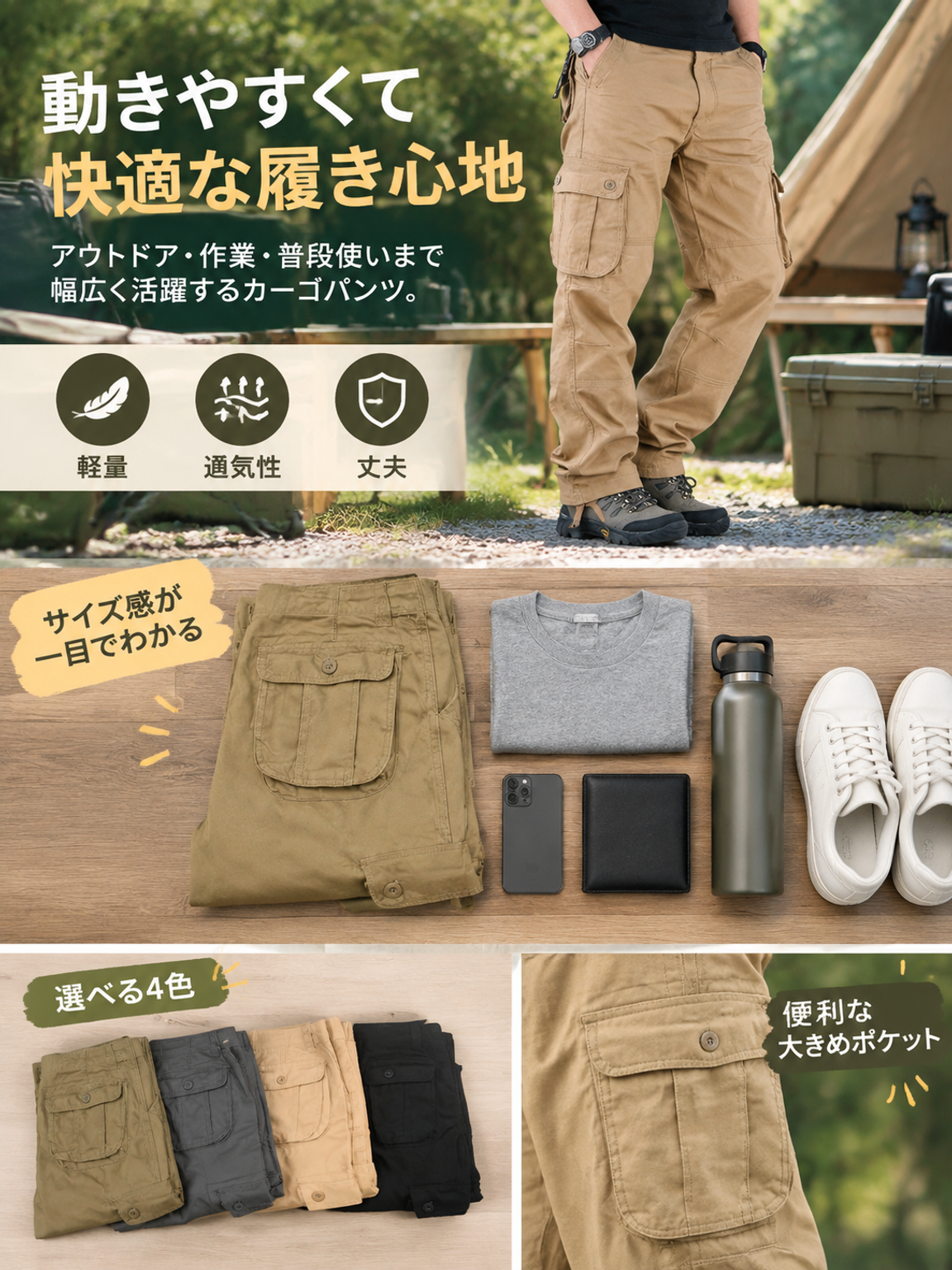 複数のポケットを備えた新しいスタイルのメンズ作業ズボン。カジュアルでゆったりとしたフィット感で、仕事に最適です。