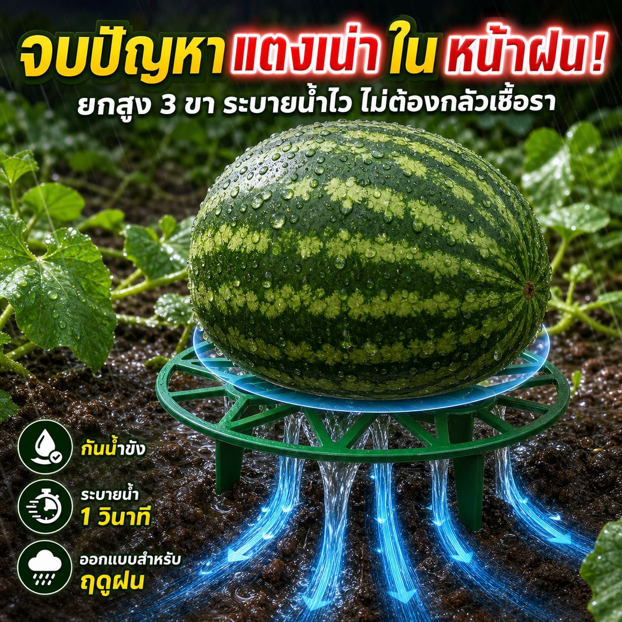 ถาดรองแตงโม พลาสติกป้องกันเน่า สำหรับการเกษตรและสวนผักผลไม้