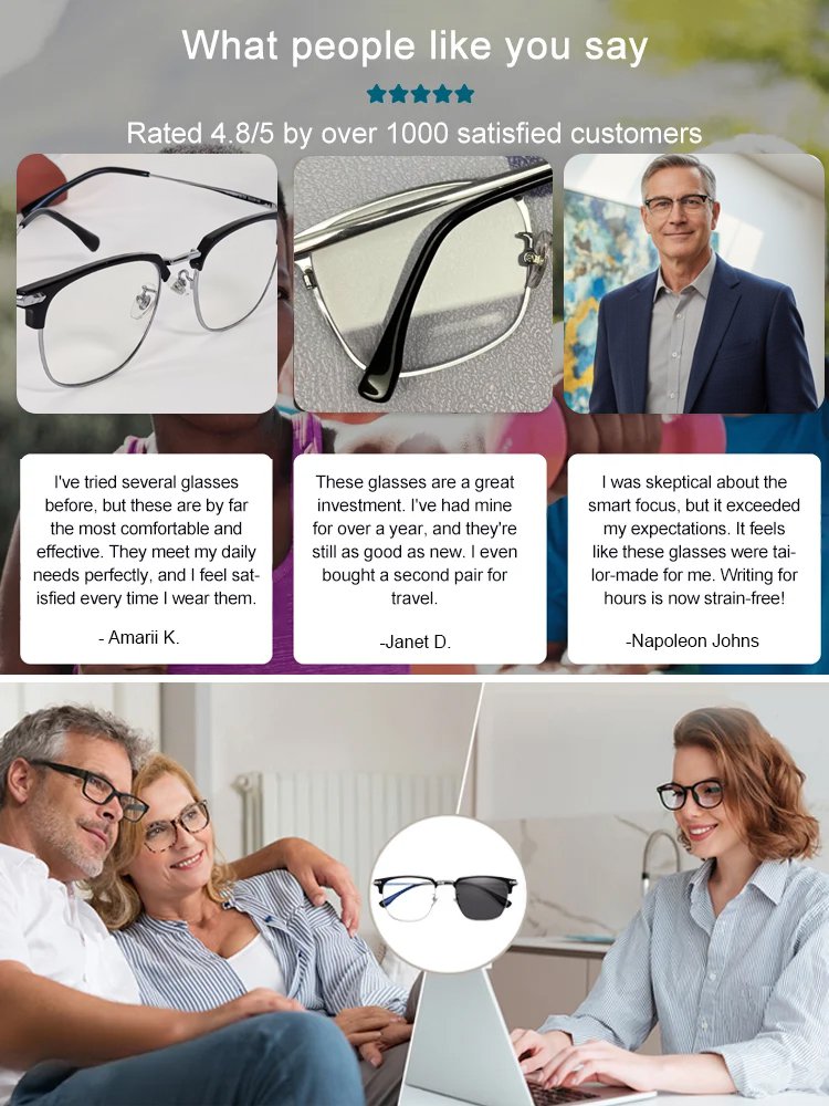 Auto-focus blue light blocking reading glasses
