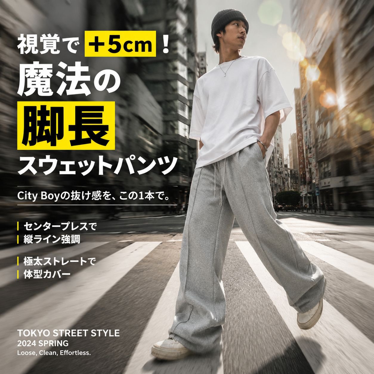 メンズ春秋新作グレーのストレートカジュアルスウェットパンツ