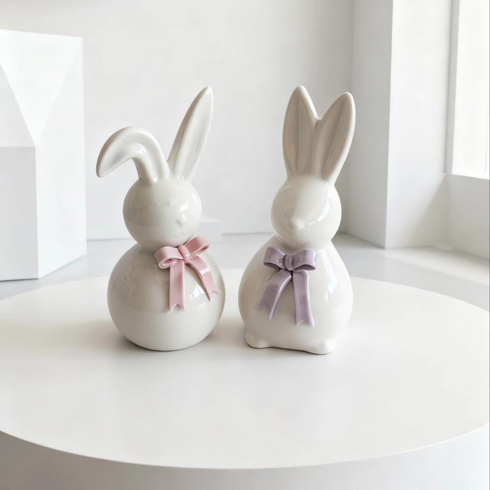 Adornos de conejos de cerámica