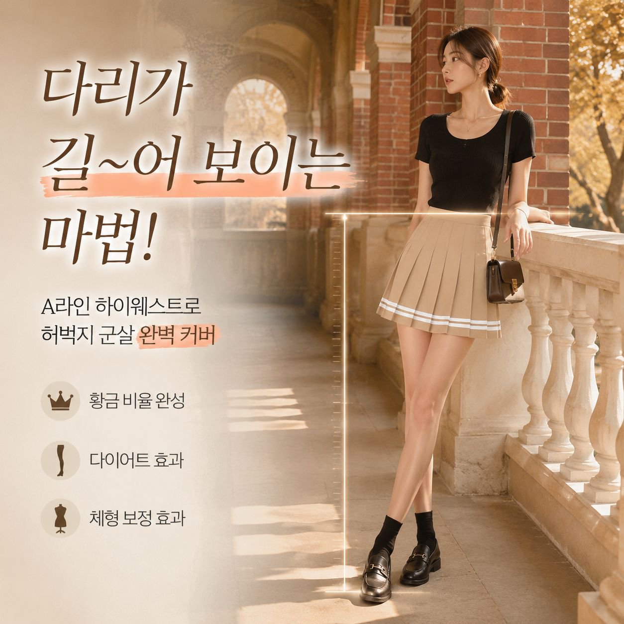학생 플리츠 스커트 속바지 포함 하이웨스트 스트라이프 A라인 미니 스커트