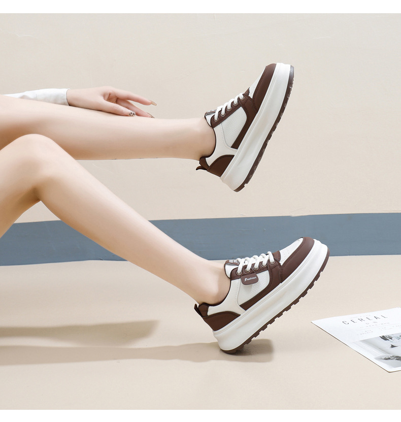 2025春新作白い韓国風厚底カジュアルスニーカー