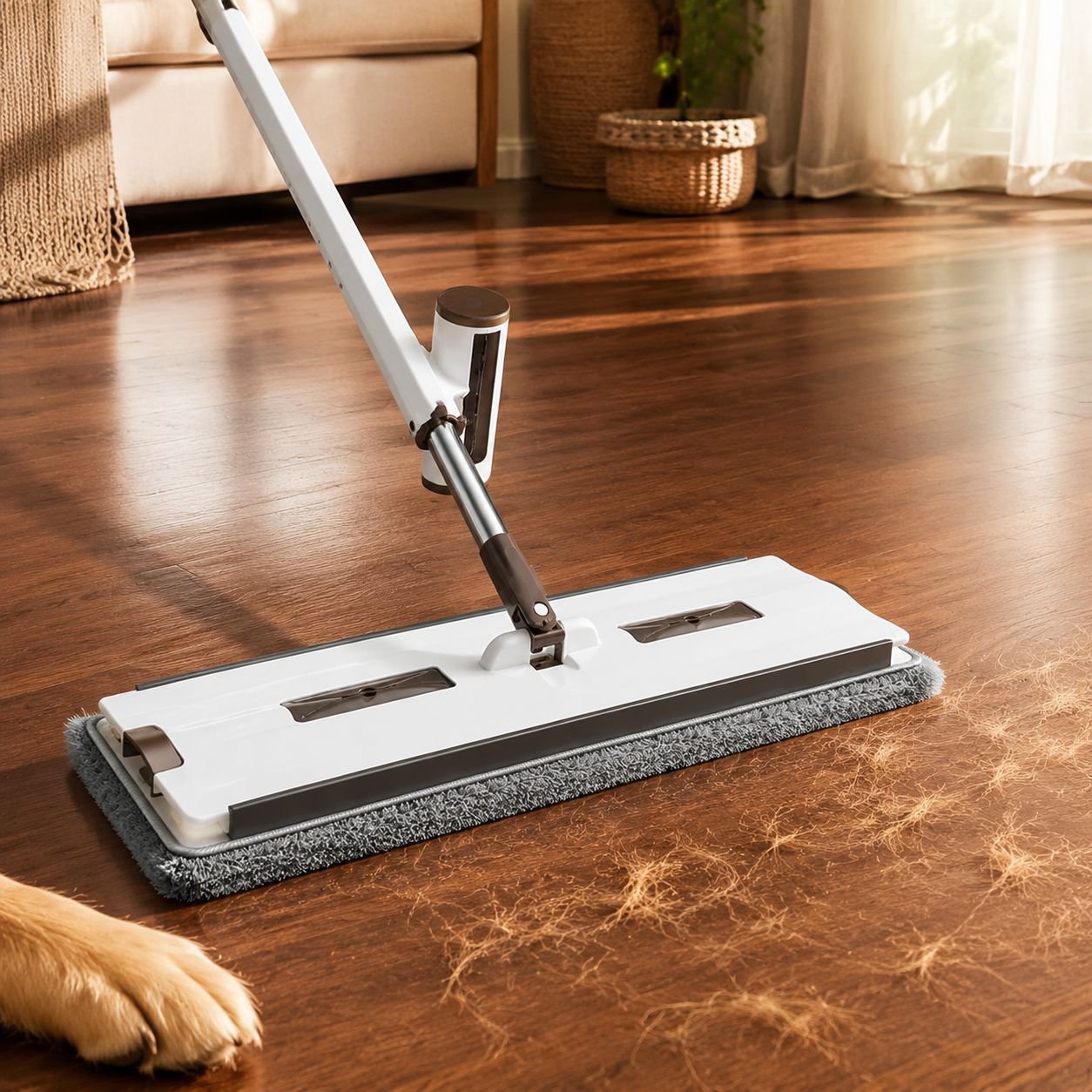 Flat mop head with anti-bacterial and anti-mite technology