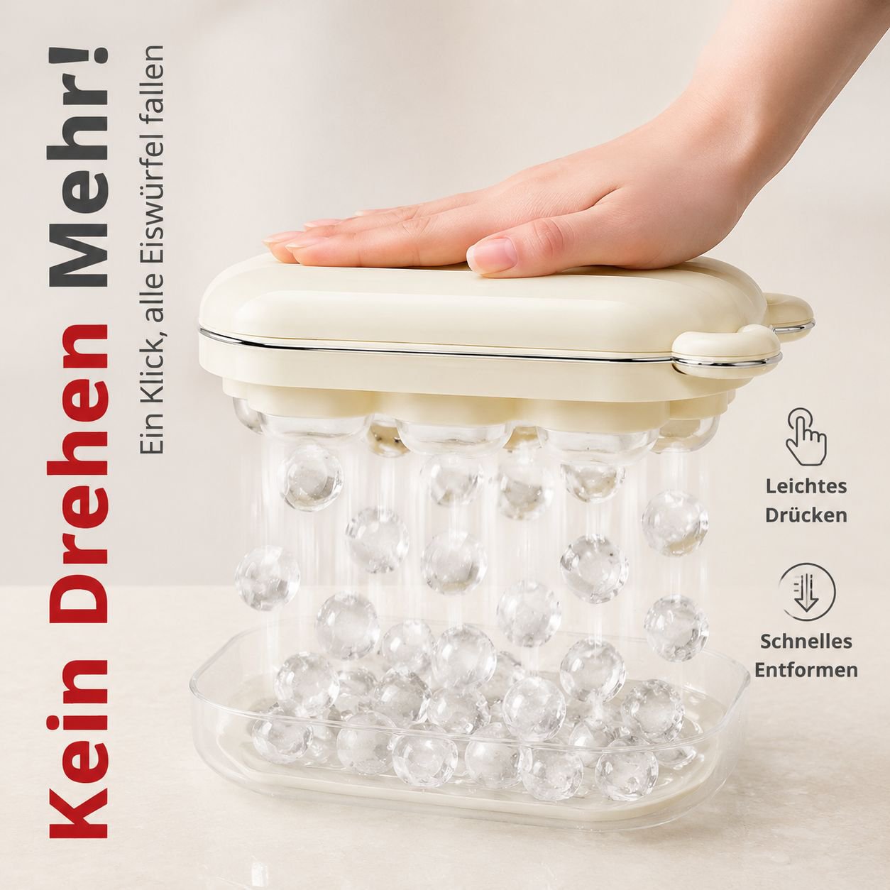 Silikon-Eiswürfelform, quadratisch mit Deckel, einfaches Entnehmen durch Drücken