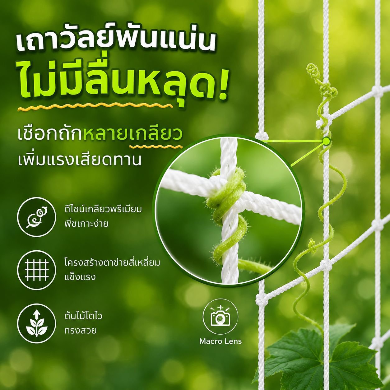 ตาข่ายปีนต้นไม้ DIY สำหรับสวน ขนาด 5x15 ฟุต