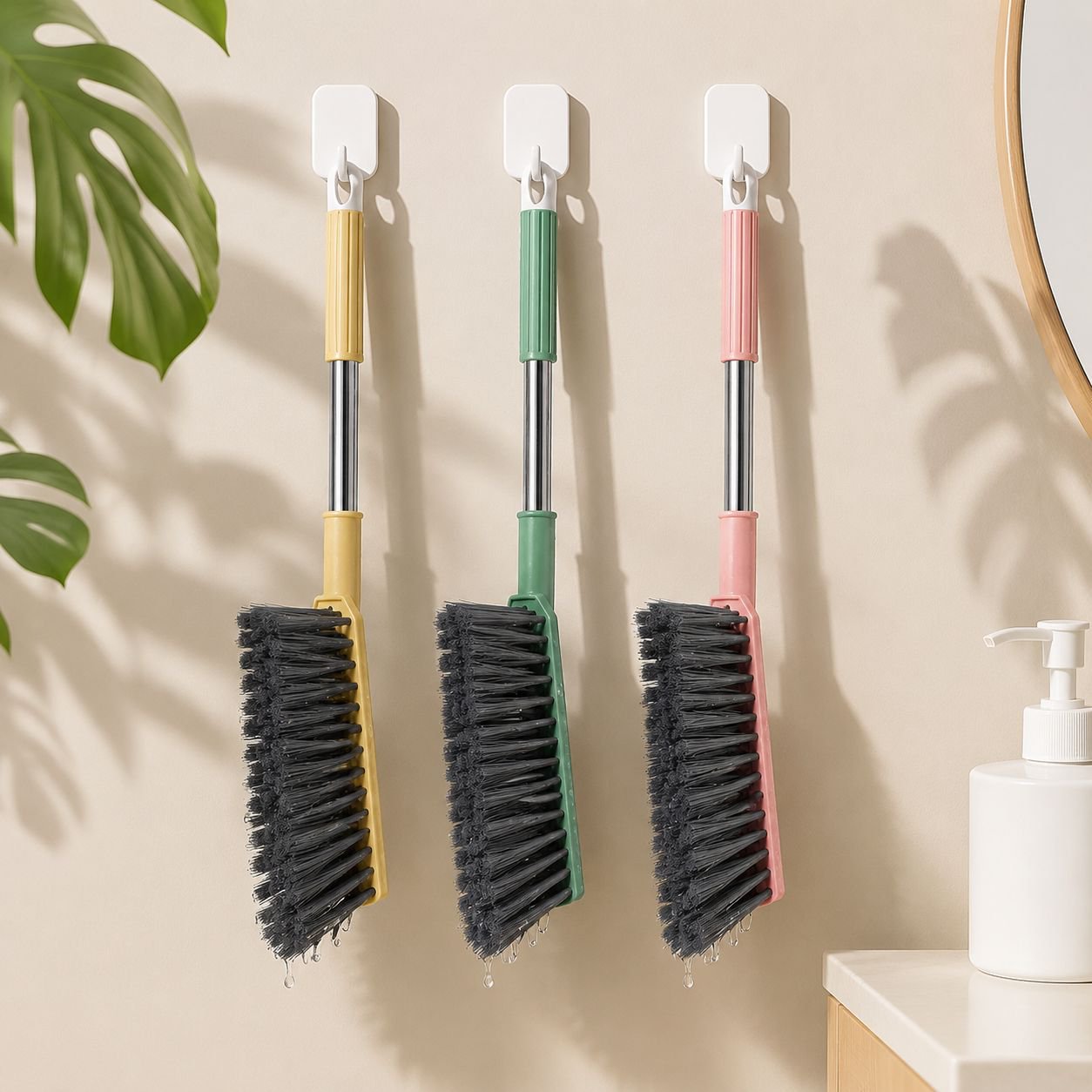 Stainless Steel Long Handle Bed Brush Household Cleaning Brush