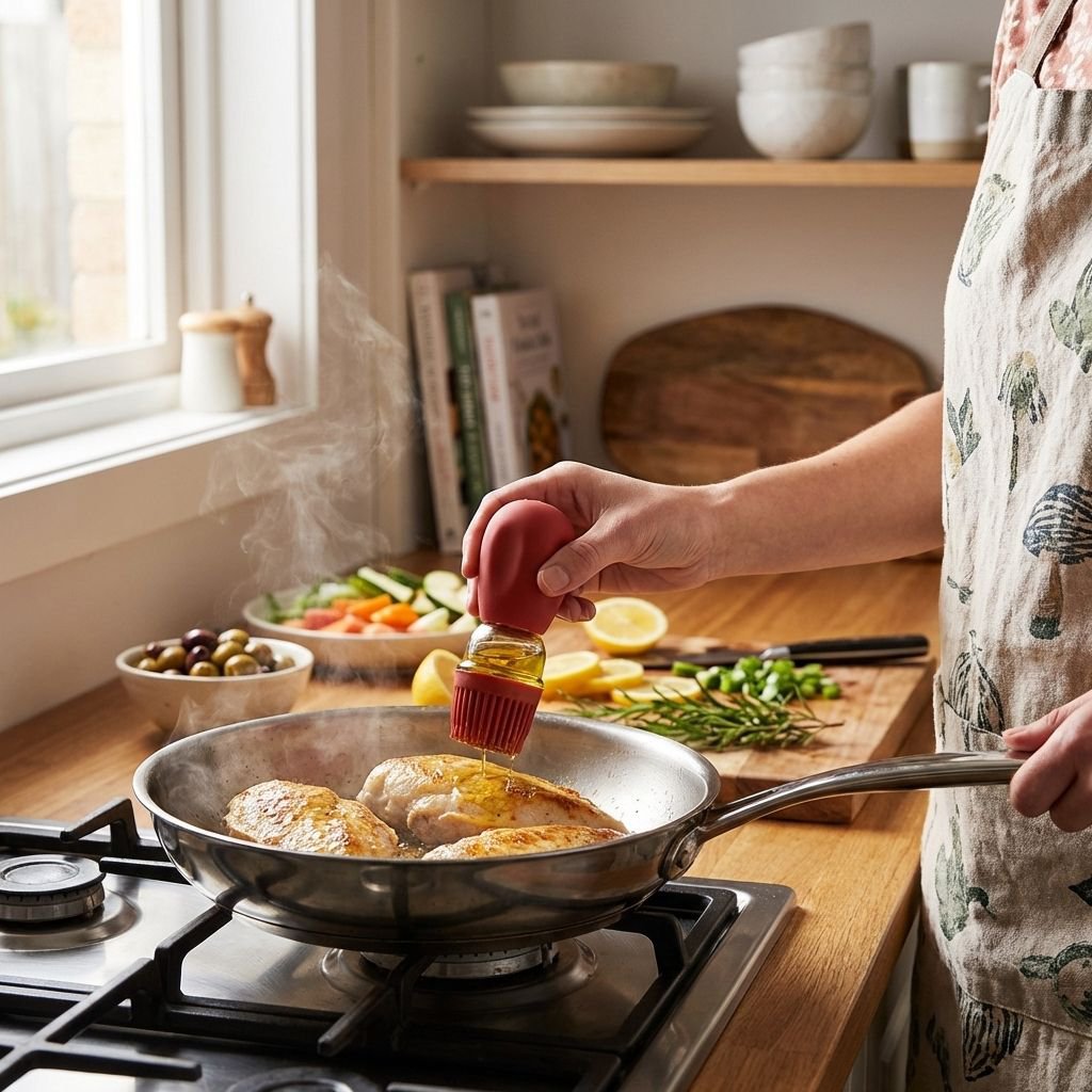 家庭用キッチン用ガラス製オイルディスペンサー（シリコンブラシ付き）