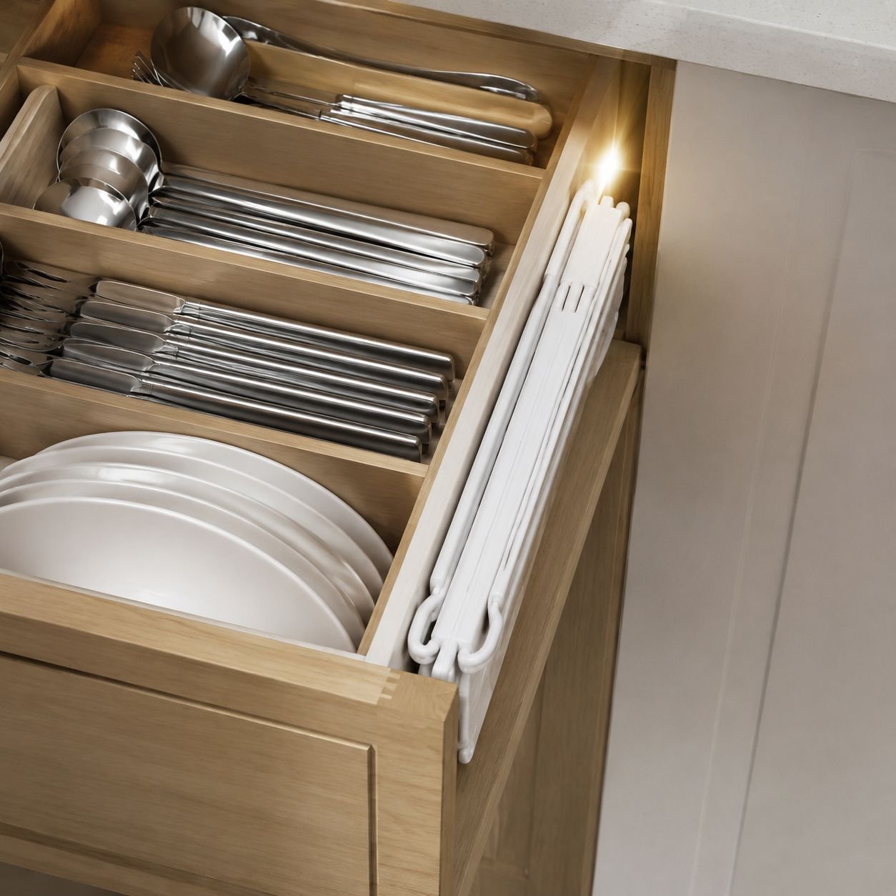 Multi-layer round shelf holding kitchen appliances