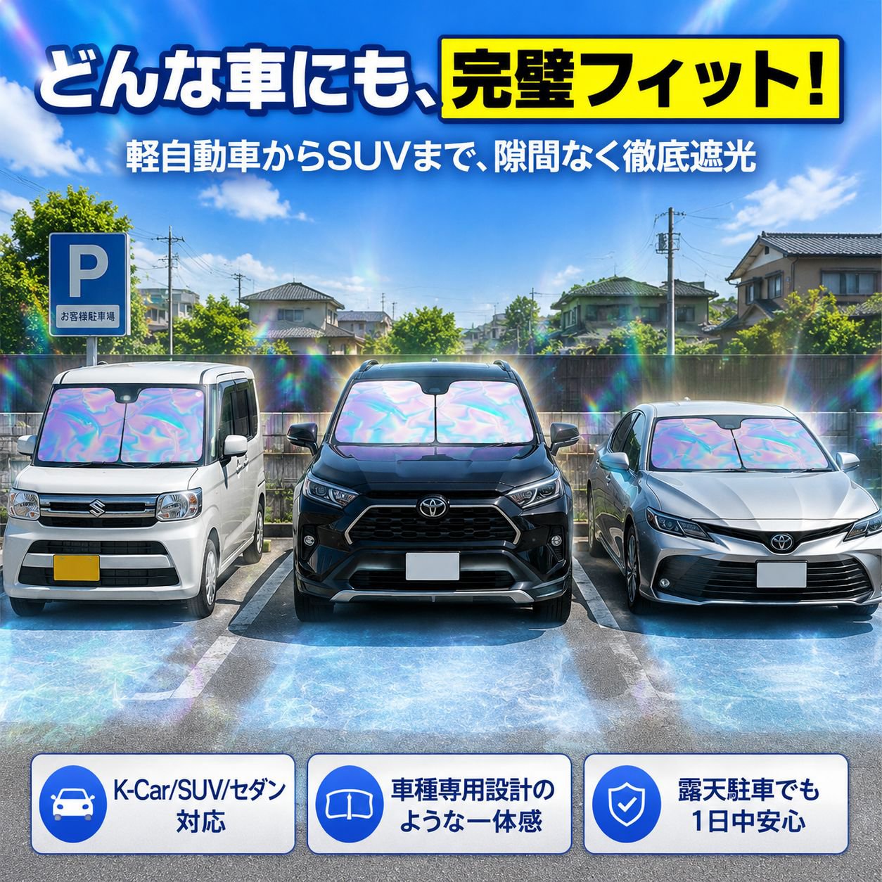 車窓用折りたたみ式サンシェード断熱カバー