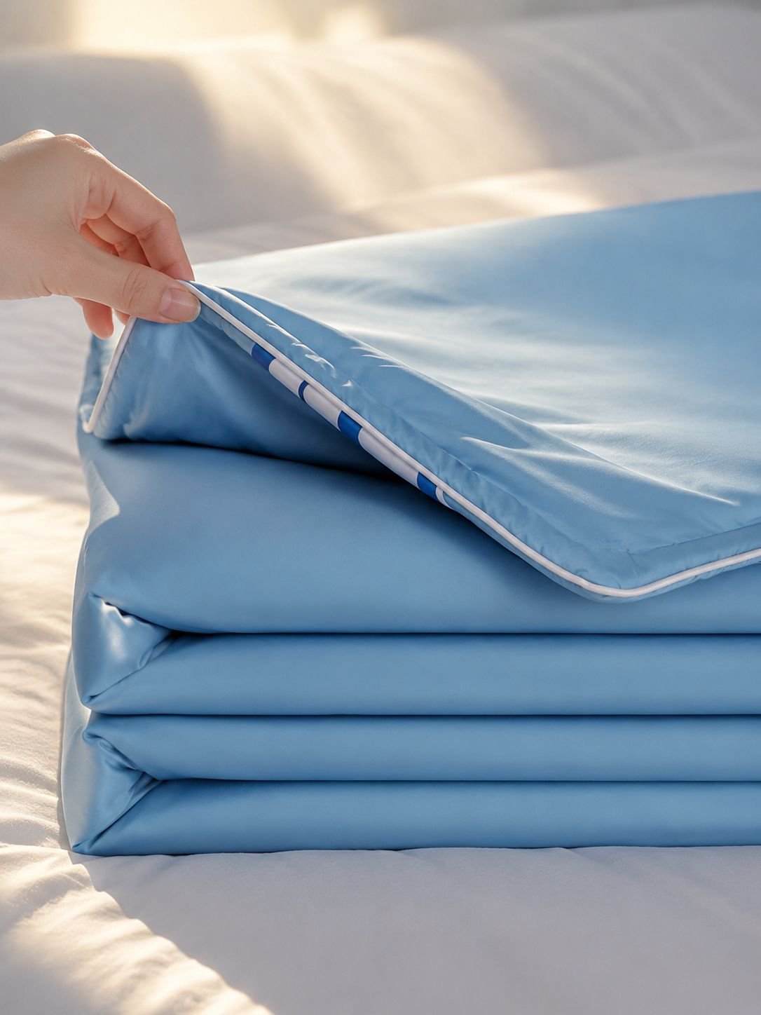 Close-up of lightweight and breathable summer quilt fabric