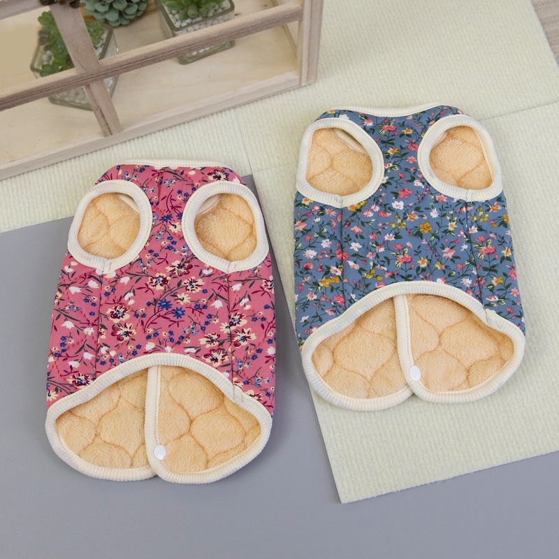 เสื้อกั๊กผ้าฝ้ายลายดอกไม้แมว