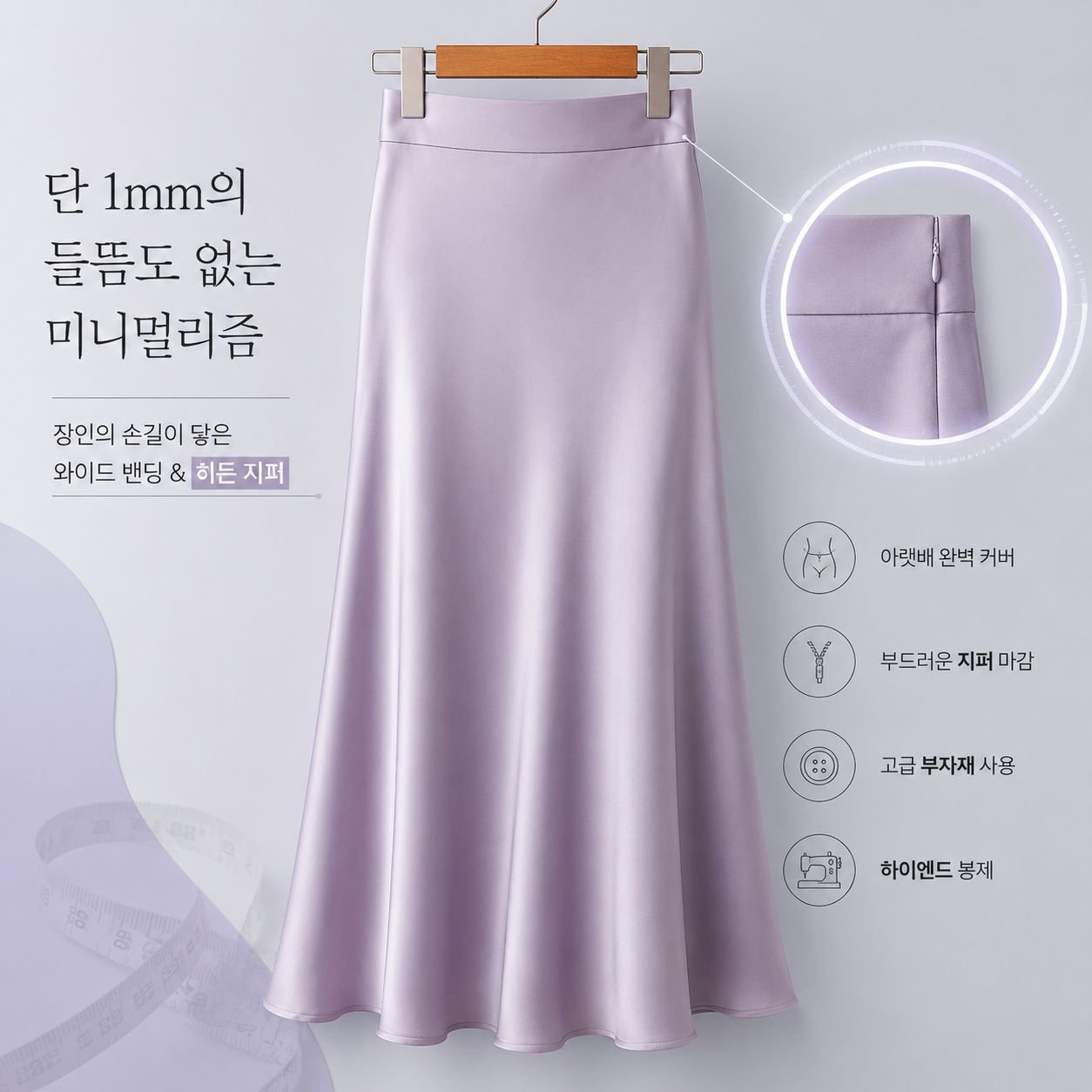 하이웨스트 새틴 머메이드 반신 스커트 여성 춘추 미디움