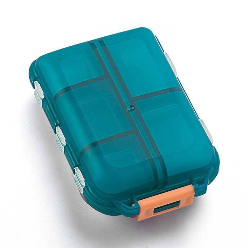 Portable transparent 10-compartment sealed pill box
