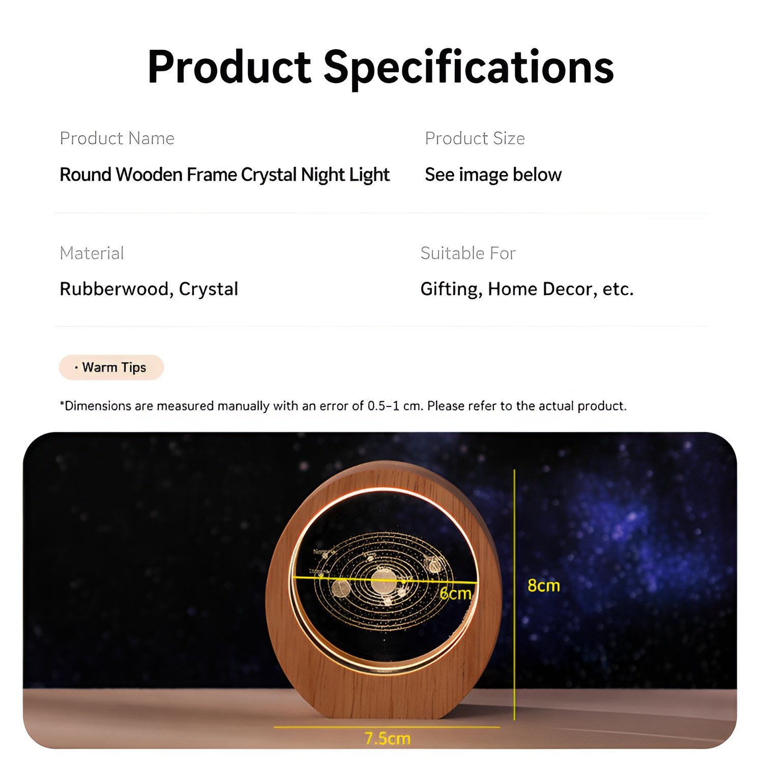 Luminous Crystal Planet Desktop Night Light