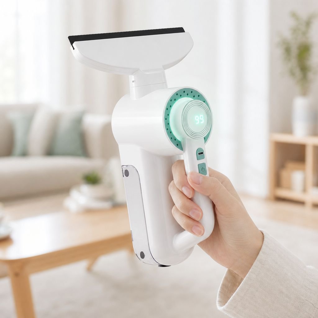 ワイヤレス窓拭きクリーナー、ミニハンディタイプ、小型充電式、多機能窓拭きクリーナー（水噴霧機能付き）、家庭での使用に適しています。