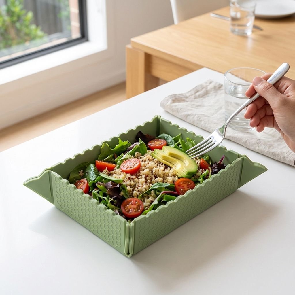 실리콘 접이식 단열 식탁 매트 겸용 창의적인 수납 트레이