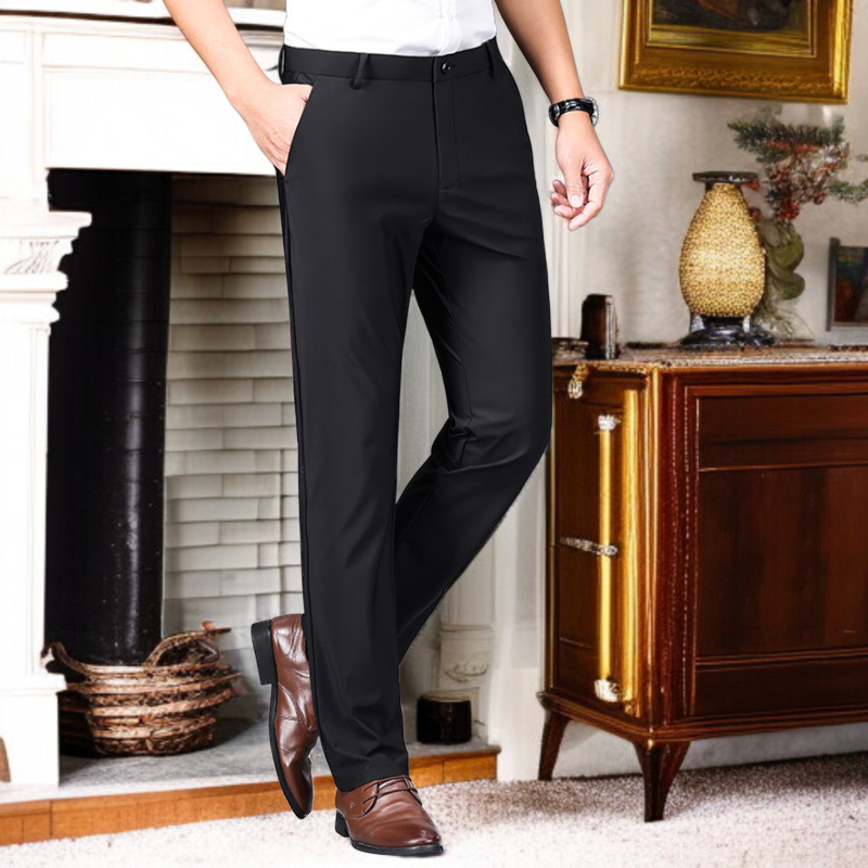 비즈니스 캐주얼 정장바지 남성 기모 도톰 일자 비즈니스 바지 고탄력 자수 추동 정장바지
