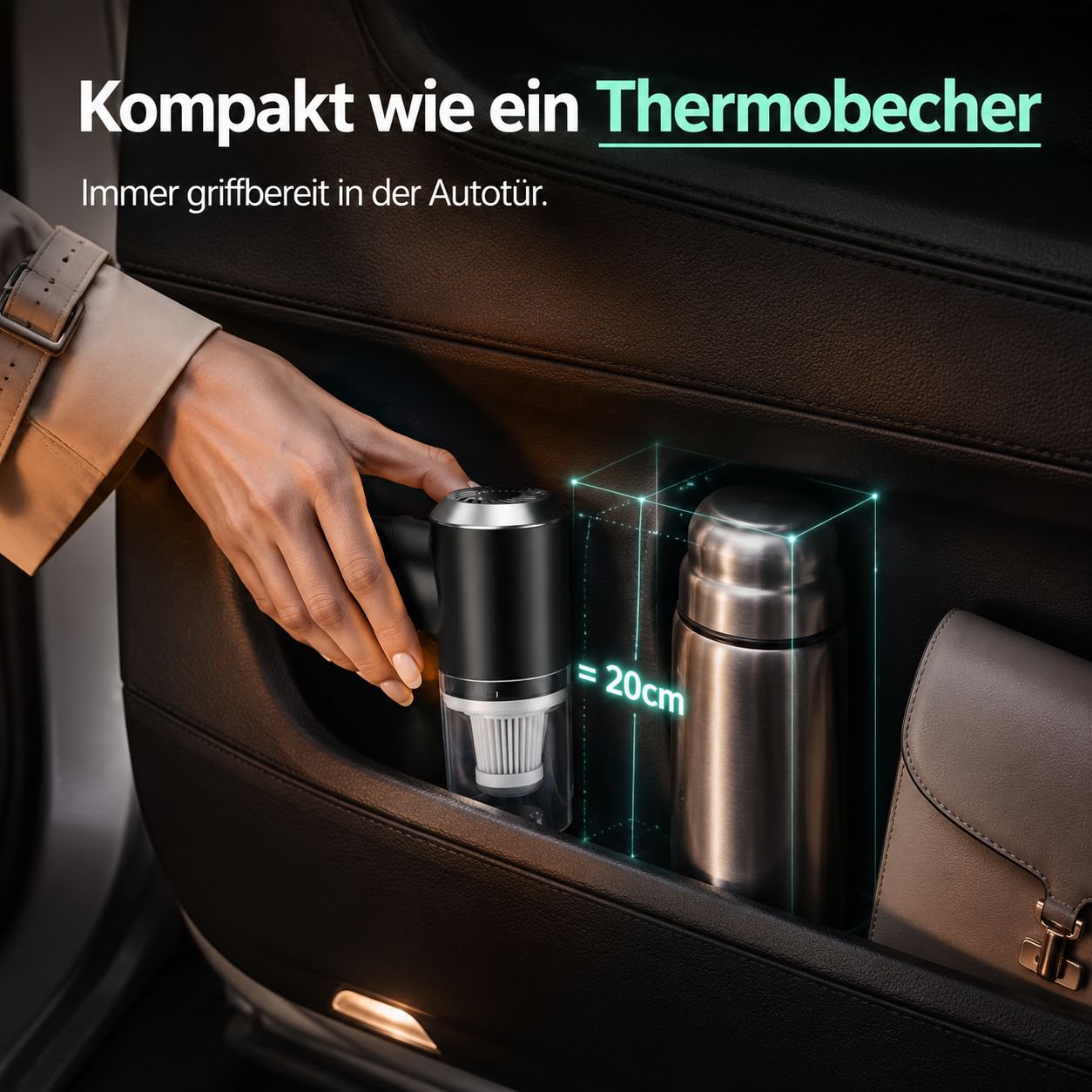 Tragbarer kabelloser Auto-Staubsauger, innovatives Saugkraft-Design