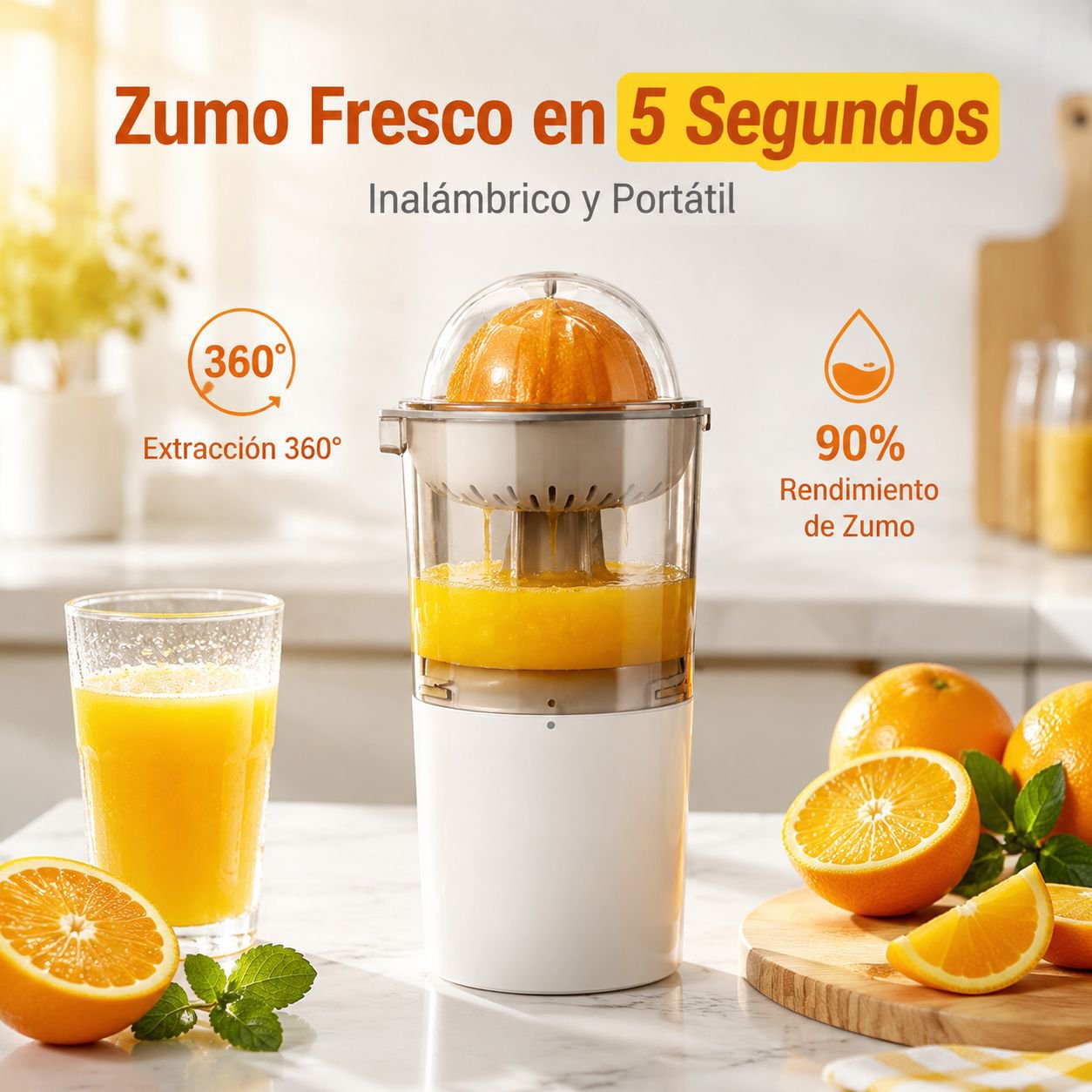 Mini exprimidor de frutas doméstico, extractor de jugos de naranja de 250 ml (verde)