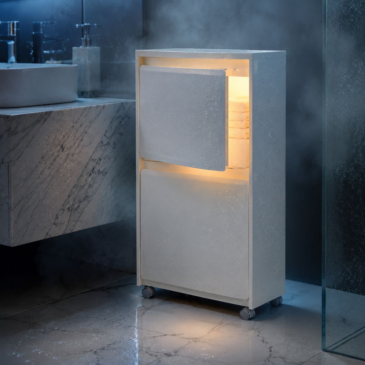 Lagerschrank für Zuhause mit Rädern, beweglicher Lagerschrank für Wohnzimmer, Spielzeug-Lagerschrank