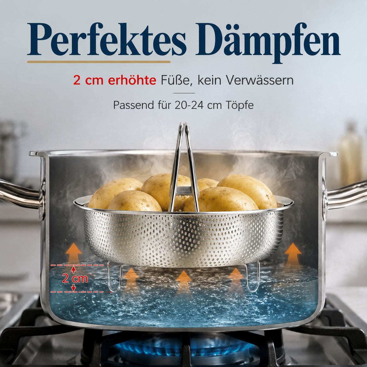 Gemüse- und Obstwaschkorb, Dämpfkorb aus Edelstahl